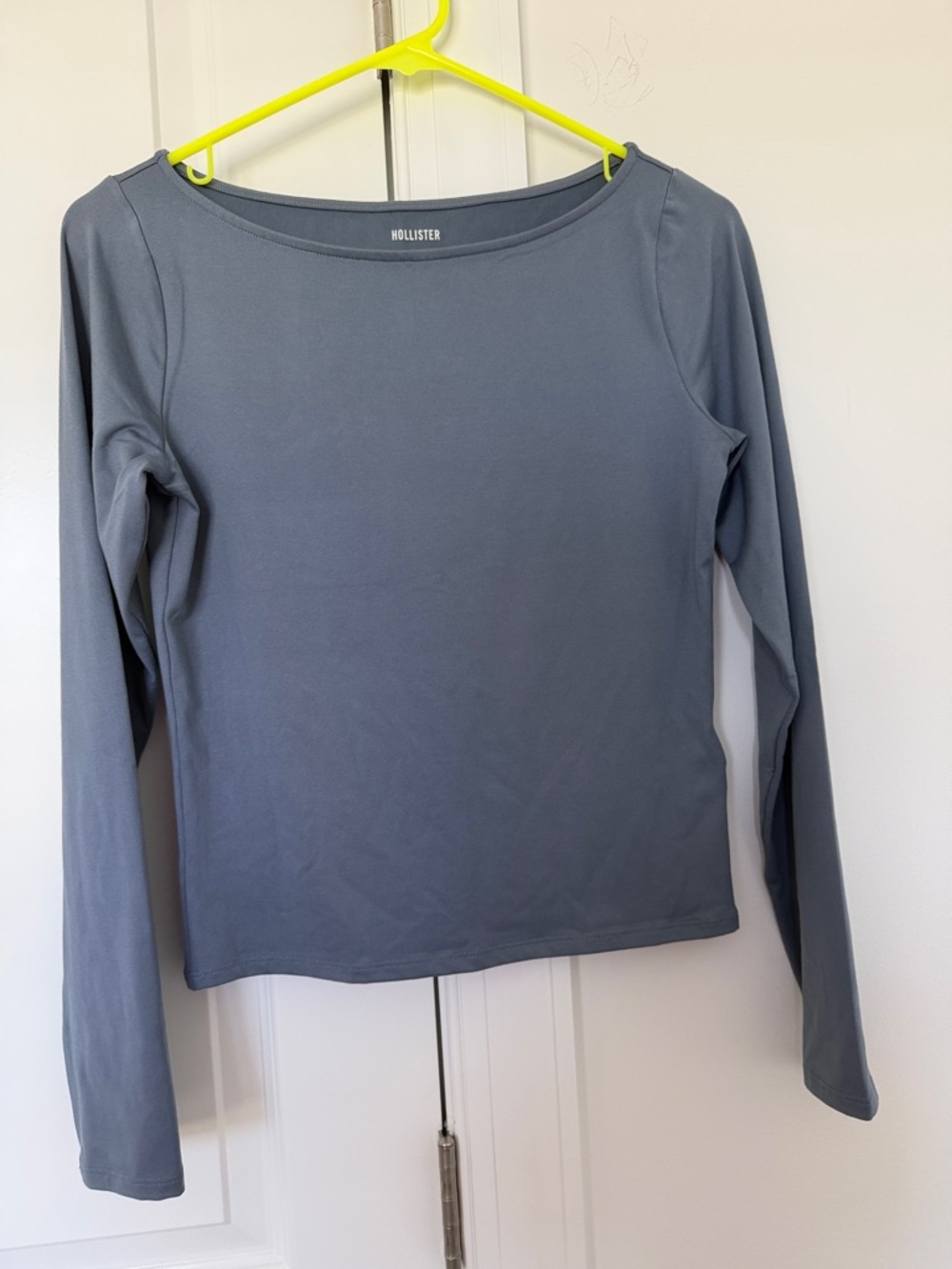 Hollister Women's Long Sleeve Boatneck Top - Dusty Blue Gray
